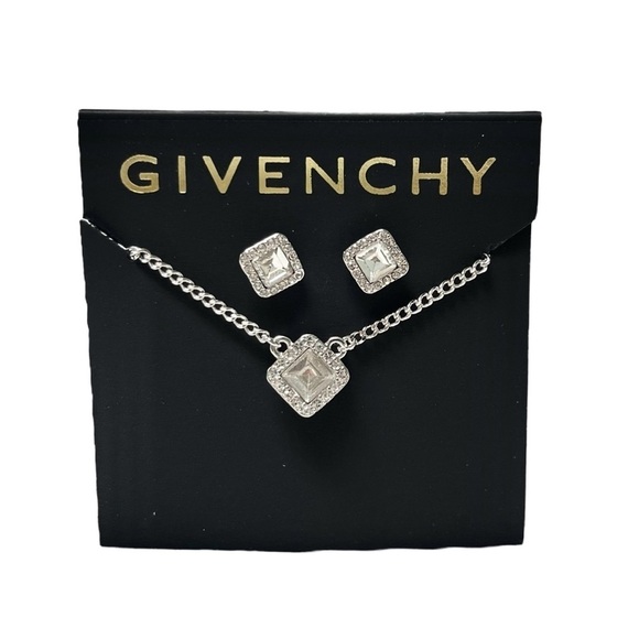 GIVENCHY Silver and Crystal Necklaces and Earrings Set NEW - Picture 1 of 3